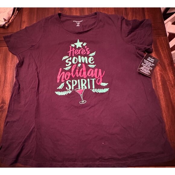 "Heres Some Holiday Spirit" Womens T-Shirt Purple Wine Themed - Picture 2 of 7